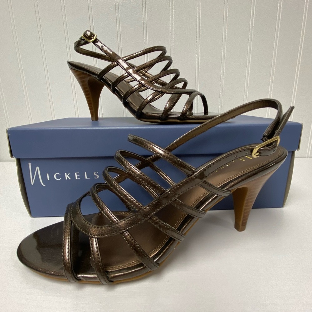Nickels Strappy Bronze Valdez Heels - New - Size 7.5M